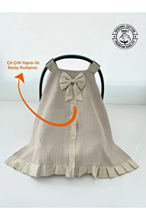 Bej %100 Pamuk Pike Kumaş Puset Örtüsü