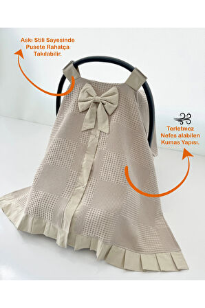 Bej %100 Pamuk Pike Kumaş Puset Örtüsü