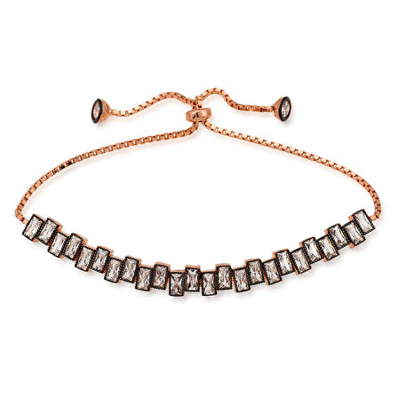 925 Ayar Gümüş Rose Baget Taşlı Asansör Bileklik BR0460677