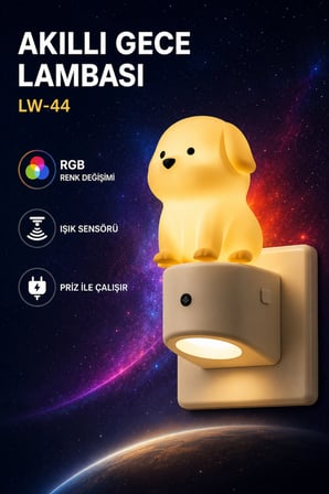 akıllı gece lambası rgb renk değişimli işık sensörlü prize takılan led gece lambası çocuk odası koridor yatak odası