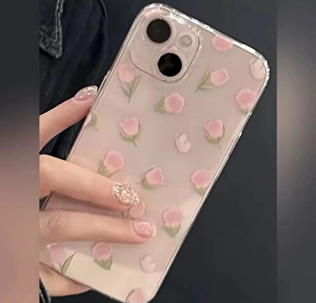 Pembe Lale Baskılı iPhone 13 Telefon Kılıfı