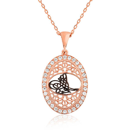 925 Ayar Gümüş Osmanlı Tuğralı Kadın Gümüş Kolye PT2610602