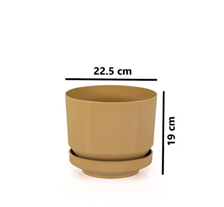 Omnipazar SO-S283 Dekoratif Tabaklı Lüks Çizgi Desenli Saksı 6 Litre