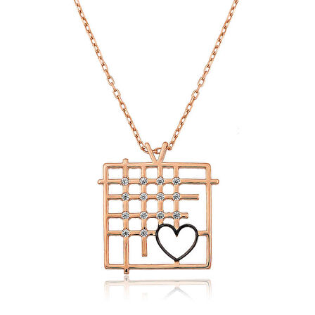 925 Ayar Gümüş Parmaklıklar Arasındaki Aşk Kadın Gümüş Kolye T4559