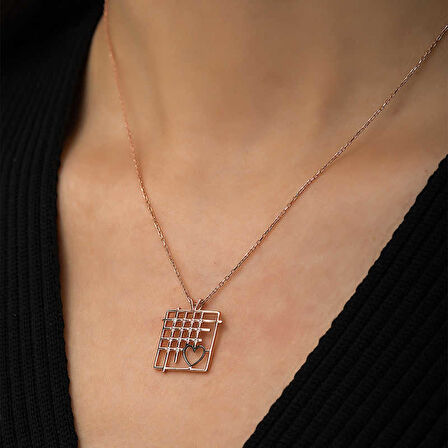 925 Ayar Gümüş Parmaklıklar Arasındaki Aşk Kadın Gümüş Kolye T4559