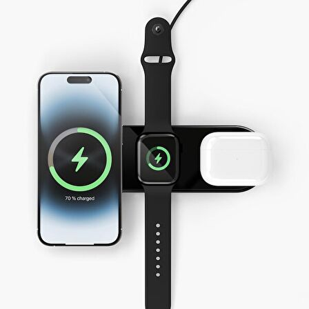 Vonmahlen - Aura Home Black üçü bir arada Kablosuz Şarj İstasyonu