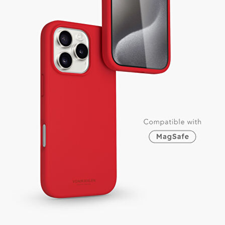 Vonmahlen Yumuşak Silikon Kılıf iPhone 16 Pro - Ateş Kırmızısı