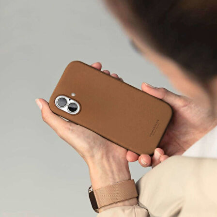 Vonmahlen Deri Kılıf iPhone 16 Plus Kahverengi