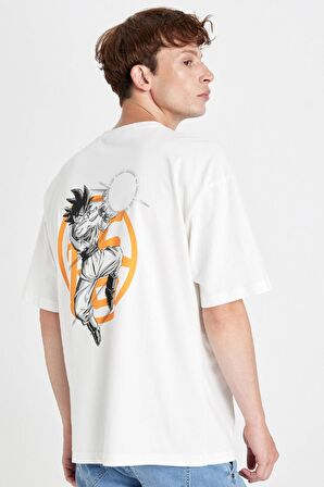 Dragon Ball Oversize Fit Bisiklet Yaka Baskılı Kısa Kollu Tişört
