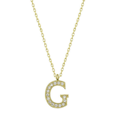 925 Ayar Gümüş Gold G Harfi Kadın Gümüş Kolye T6613