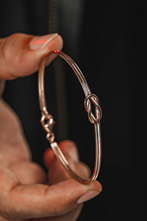 Erkek Gümüş Bileklik - El Yapımı Altın Kaplama Aşk Düğümü Erkek Bileklik Kelepçe