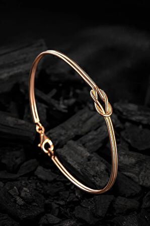 Erkek Gümüş Bileklik - El Yapımı Altın Kaplama Aşk Düğümü Erkek Bileklik Kelepçe