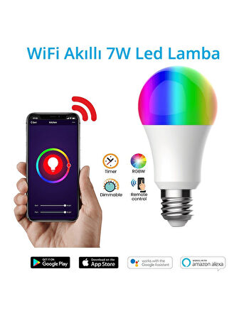 Alpsmart AS8227-CW Wifi Akıllı Ampül 7 Watt LED Lamba