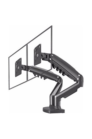 VONTECH F160  MNT02 17-27 AMORTİSÖRLÜ STAND ÇİFT KOL LCD / LED MONİTÖR TUTUCU STAND ASKI APARATI