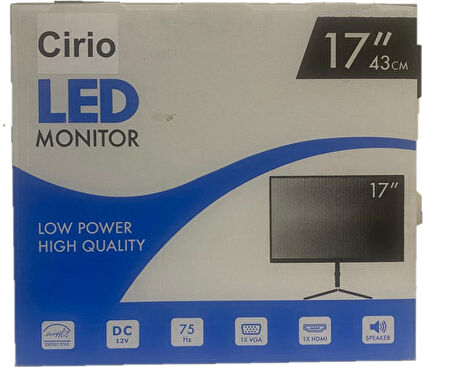 CRİO 17'' Hd Led Cctv Monitör Vga-Hdmı- Girişli Hoparlörlü Kare Monitör