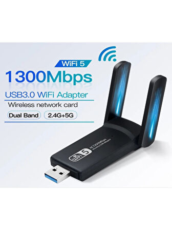 S LİNE 1300MBPS USB 3.0 Wifi Adaptörü Dual Band 2.4ghz/5ghz /kablosuz usb Adaptör