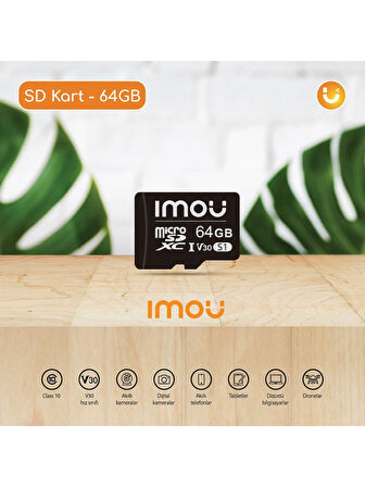 IMOU 64 GB Micro SDXC Hafıza Kartı / Class 10,U3,V30 - Video Kayıt Ekipmanlarıyla Uyumlu (ST2-64-S1) 