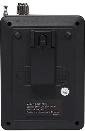 Subzero KTX 1601 Mikrofonlu Rehber Öğretmen Amfisi USB/TF/AUX FM Destekli Hoparlör