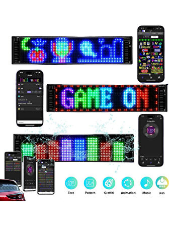 Matrix Led Panel Cama Yapışan Telefon Kontrollü Led Ekran Panel 16X64 - 92MM-374MM 