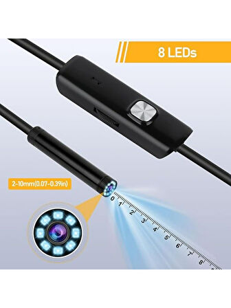BLUE İNTER CMR72 Işıklı 10M Endoskopi Kamerası 1080P Hd Su Geçirmez IP67 8 LED Android ve Ios