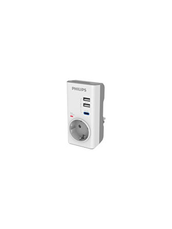 Philips CHP8010W/10 Tekli Akım Korumalı Priz PD Hızlı Şarj QC 3.0 USB-A Desteği