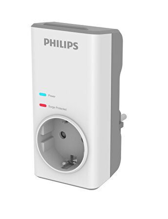 Philips Tekli Akım Korumalı Priz 1140JUL Aşırı Gerilim Korumalı Emniyet Kepengi CHP7010W Beyaz