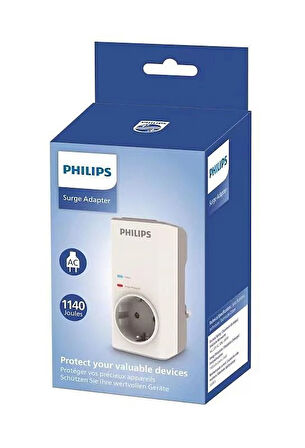 Philips Tekli Akım Korumalı Priz 1140JUL Aşırı Gerilim Korumalı Emniyet Kepengi CHP7010W Beyaz