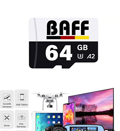 Baff 64GB Hafıza Kartı Video Kayıt Destekli UHS-I U3 A2