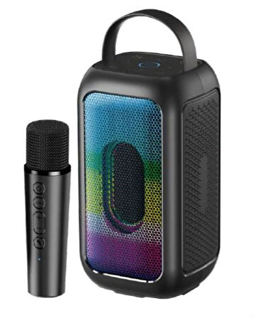 LEADER LP121 RGB Bluetooth USB AUX FM Radyo Kablosuz Mikrofon TAŞINABİLİR TOPLANTI AMFİSİ