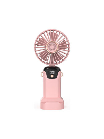  BATUR Taşınabilir Mini El Fanı 5 Ayarlı LED Ekranlı Mini El Tipi Hızı Sessiz Çalışma SL608 - PEMBE