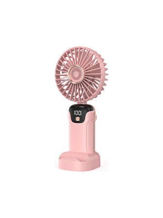  BATUR Taşınabilir Mini El Fanı 5 Ayarlı LED Ekranlı Mini El Tipi Hızı Sessiz Çalışma SL608 - PEMBE