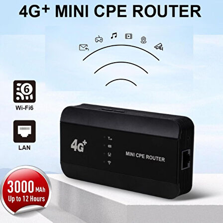 4G Mini CPE Router, Sim Kart Yuvası ile C Tipi Şarjlı, Gigabit Ethernet Yönlendirici RJ45 Portulu