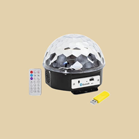 LEDX 360° Bluetooth Disko Hoparlör Renkli Işık + Müzik Efekti