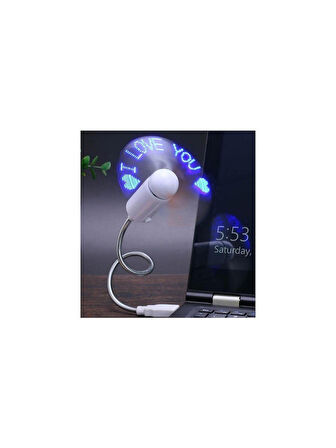 NARİTA Mini USB Ledli I Love You Yazılı Fan, Mini USB Vantilatör - SİYAH RENK
