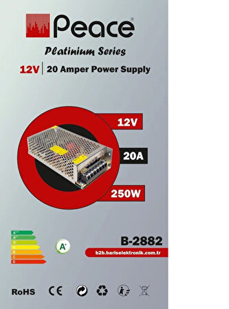 Peace B2882 Metal Adaptör 12V 20A Silver