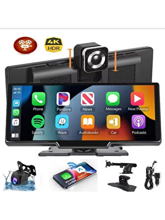 Fİ AUDİO Kablosuz Car Play Ekran + Dvr Ön + Arka Kaydedici Dokunmatik Ekran Multimedi 10.26 inç