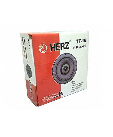 Herz 16cm 180Watt Çift Yollu Tweeterli Oto Hoparlör - Tekli Oto Hoparlör