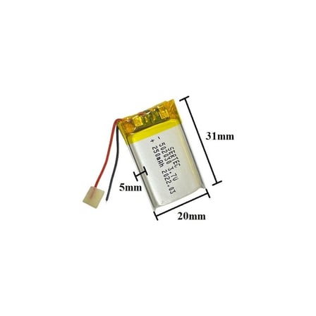Sertec 502030 3.7V 250 Mah Lityum Polimer Pil 1.5A (Drone Için Uygun Değildir)