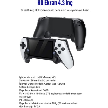 Subzero 4.3 Inç Kablosuz Retro Video Oyun Konsolu HDMI Çıkışlı Taşınabilir Atari 20.000 Oyun 3000Mah