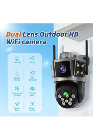 Avenir Çift Kameralı 6mp Full Hd Hareket Takipli Polis Çakarlı Alarmlı Wifi Güvenlik Kamerası