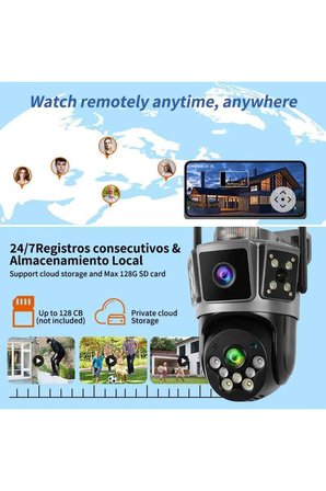Avenir Çift Kameralı 6mp Full Hd Hareket Takipli Polis Çakarlı Alarmlı Wifi Güvenlik Kamerası