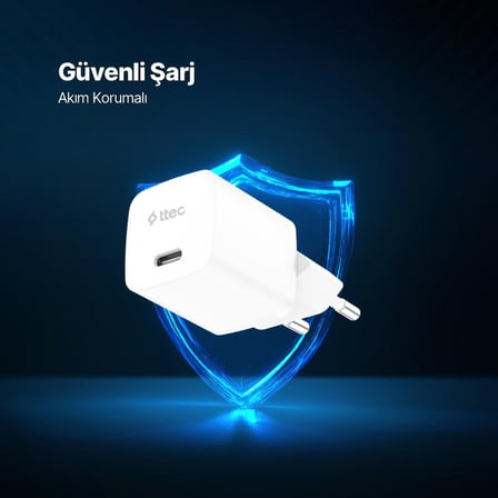 Ttec Smartcharger Gan 20W Pd Seyahat Hızlı Şarj Aleti + Usb-C - Usb-C 60W Kablo - 2SCG20CB