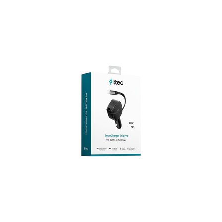 Ttec 2CKP07S TTEC SMARTCHARGER TRIO PD 60W ARAÇ HIZLI ŞARJ ALETI USB-C+USB-A + DAHILI PD 30W 70CM