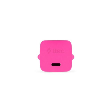 Ttec SmartCharger GAN 20W PD Seyahat Hızlı Şarj Aleti + USB-C - Lightning 120cm Kablo Neon Pembe
