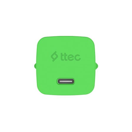 Ttec SmartCharger GAN 20W PD Seyahat Hızlı Şarj Aleti + USB-C - Lightning 120cm Kablo Neon Yeşil