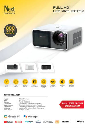 NEXT Cine800S GoogleTV Projeksiyon