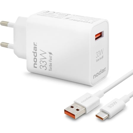 Nodar Type-C Hızlı Şarj Seti 33W USB Adaptörlü - Beyaz ND1006