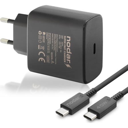 Nodar Type-C Pd Hızlı Şarj Seti 45W USB Adaptörlü - Siyah ND1007