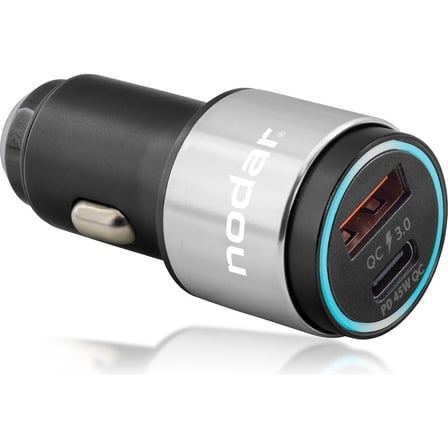 Nodar Araç Şarj Adaptörü USB + Type-C Pd Qc 3.0 45W Metal - Siyah ND1076