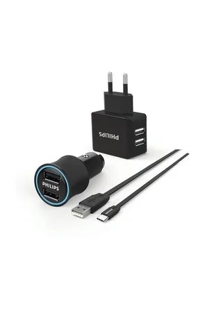 Philips Dlp2553Em Araç İçi Şarj Cihazı & Duvar Şarj Cihazı & Micro Usb Kablo Birarada Combo Ürün